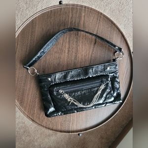 Candies Clutch Handbag with Jewel and Chain,black,pre-loved